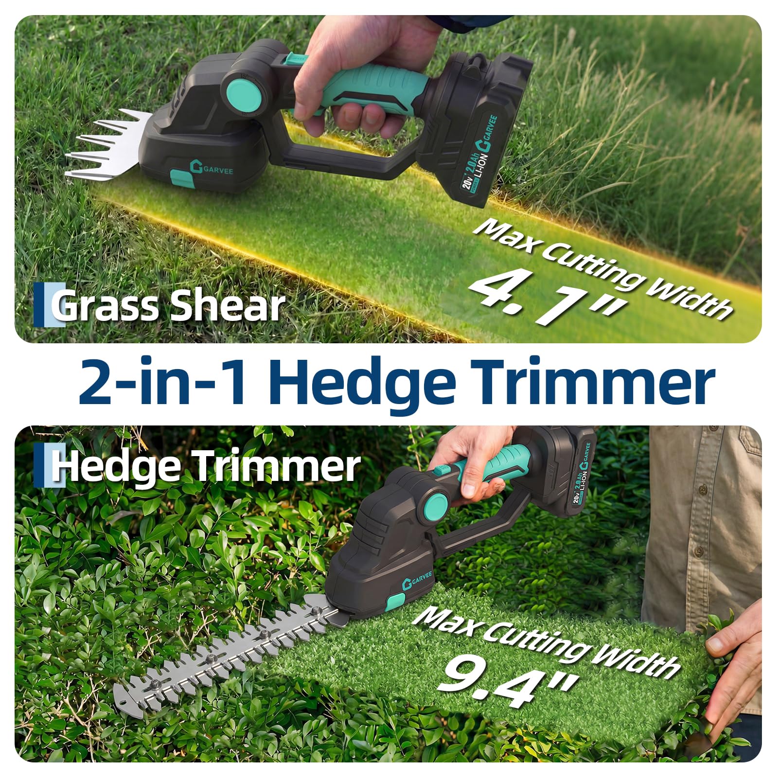 Hedge Trimmer Cordless - 2 In 1 20V Cordless Grass