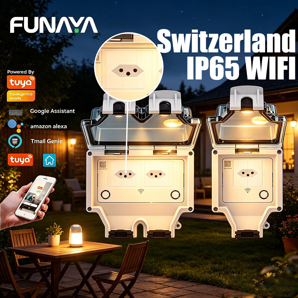 Outdoor Power Timer - FUNAYA Switzerland Tuya Outdoor Waterproof Socket