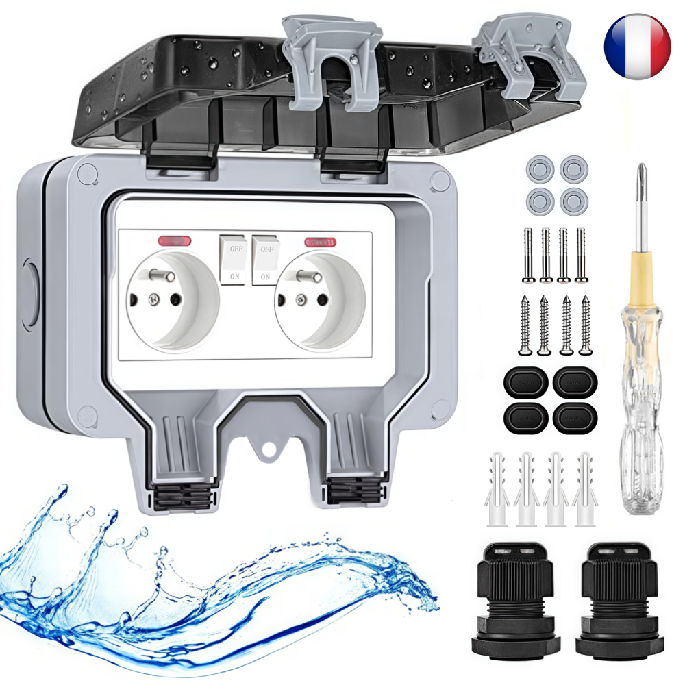 Outdoor Power Box Cover - EIOMR France IP66 Weatherproof Outdoor Socket,