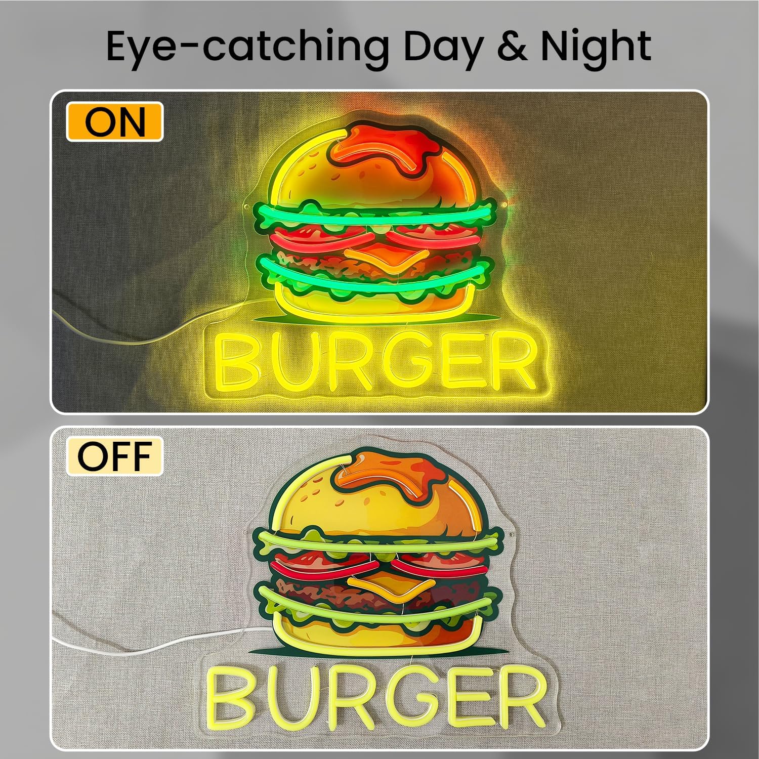 Burger Neon Sign, LED Hamburge - Outdoor Kitchen Power avaliação e preço