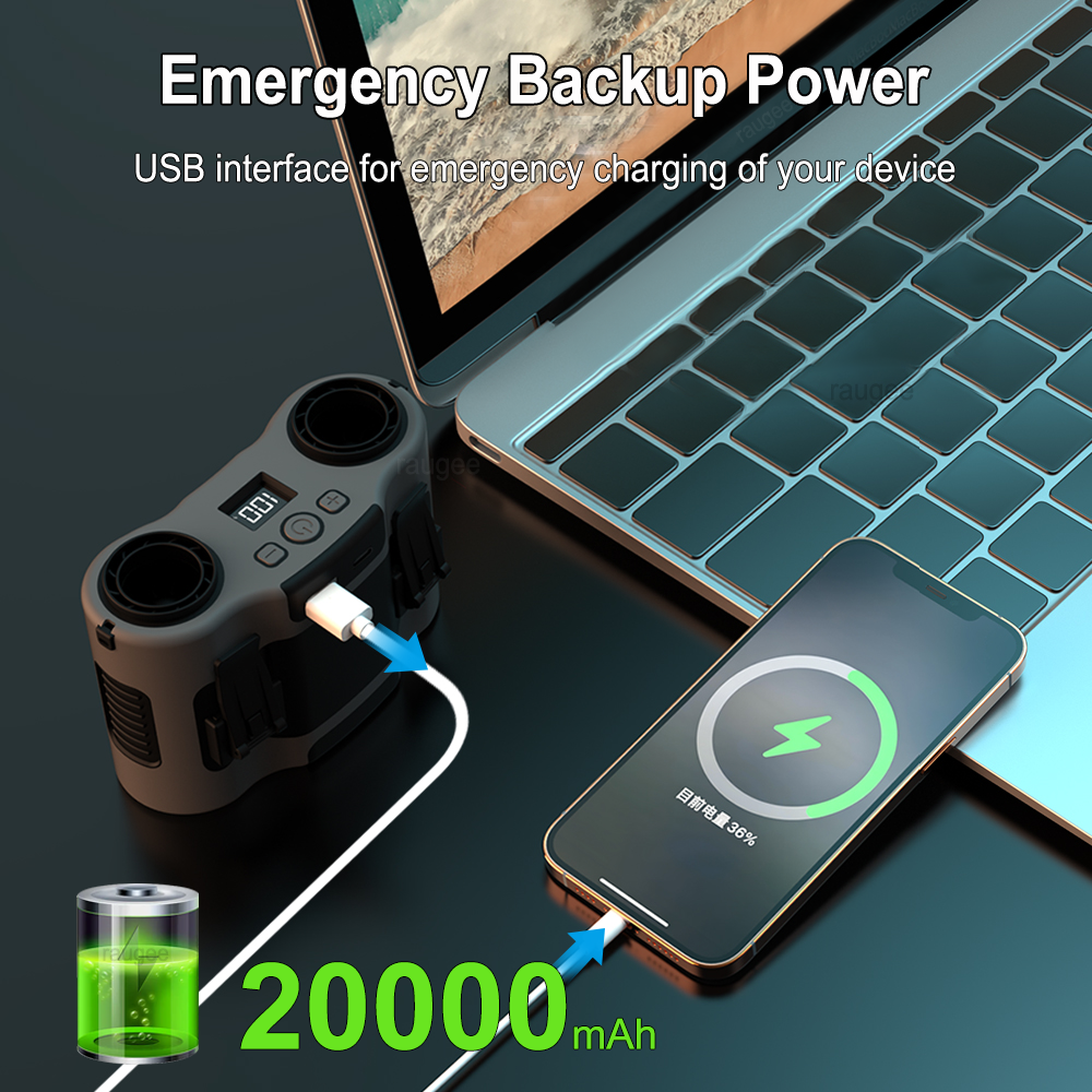 20000mAh Waist Fan Portable Ou - Outdoor Power Timer avaliação e preço
