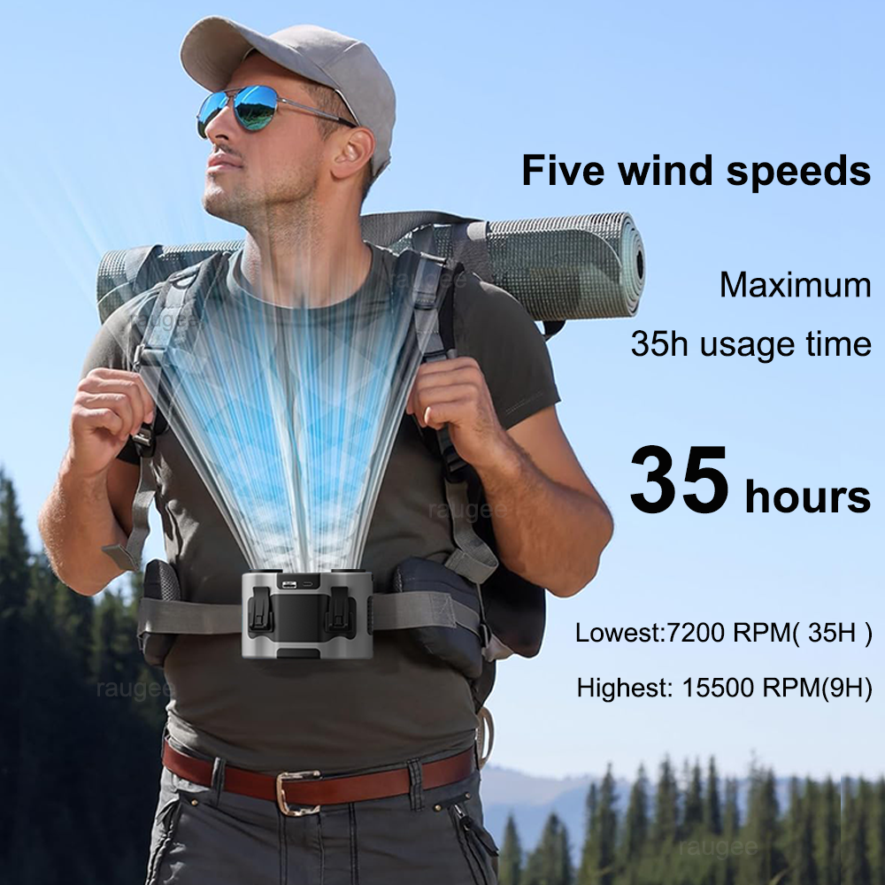20000mAh Waist Fan Portable Ou - Outdoor Power Timer avaliação e preço