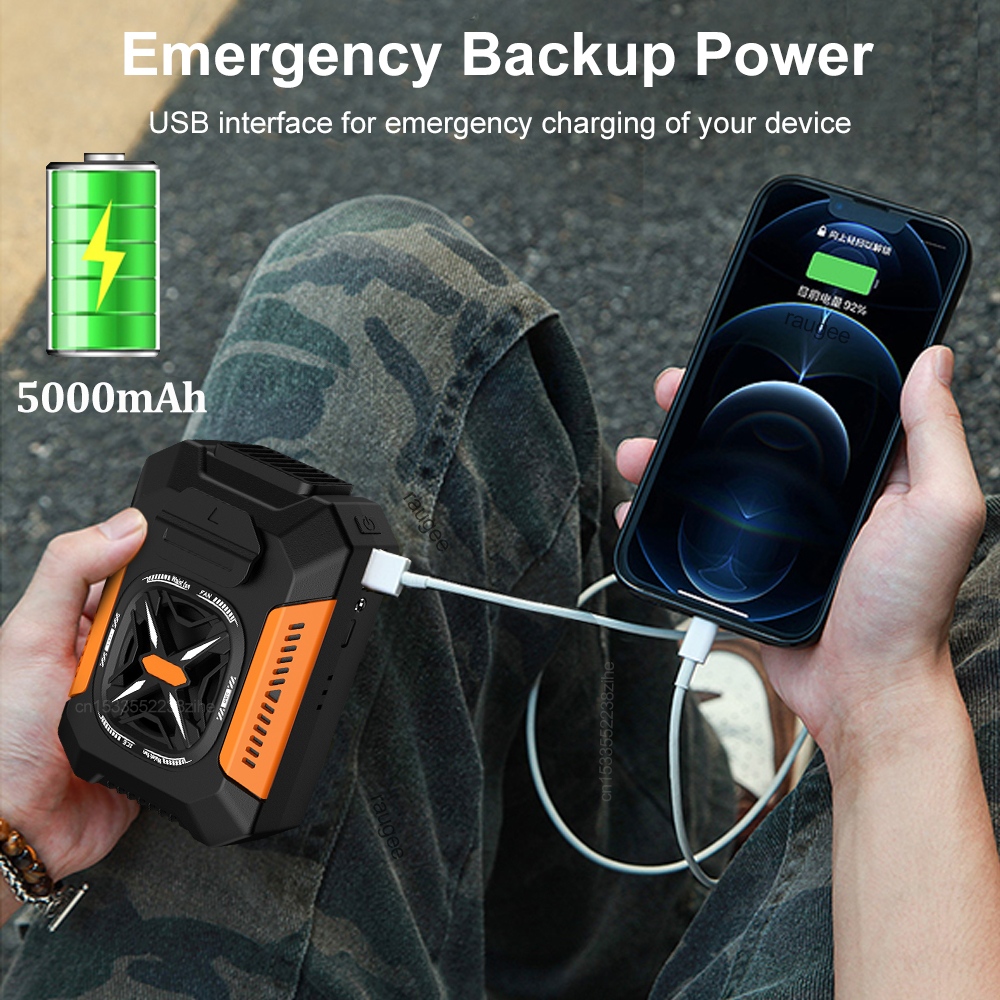 Portable Waist Clip Fan 5000mA - Outdoor Power Timer avaliação e preço