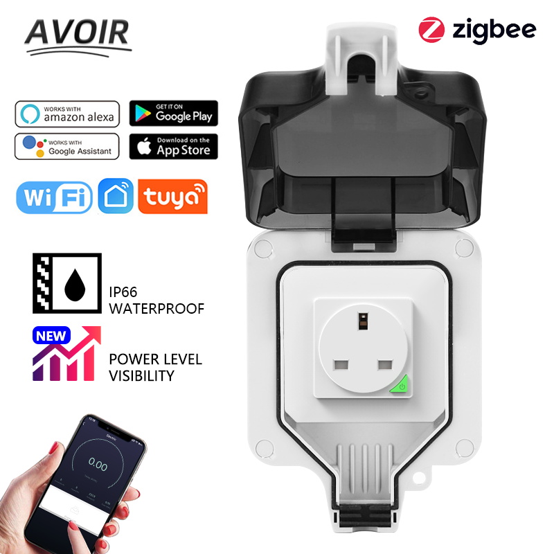 Avoir Zigbee Tuya IP66 Wall Ou - Outdoor Zigbee Power Plug avaliação e preço